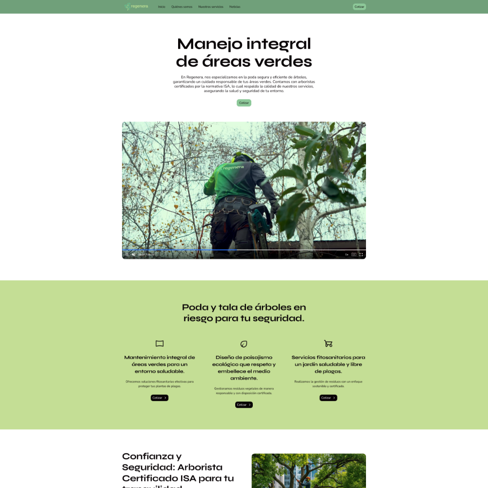 Captura del sitio web Regenera
